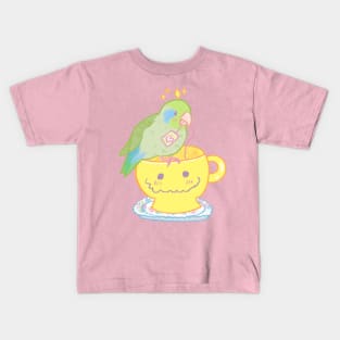 Green Parrotlet Tea Party Kids T-Shirt